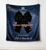 Balenciaga Holli Bow Flannel Sofa Throw Blanket BA202